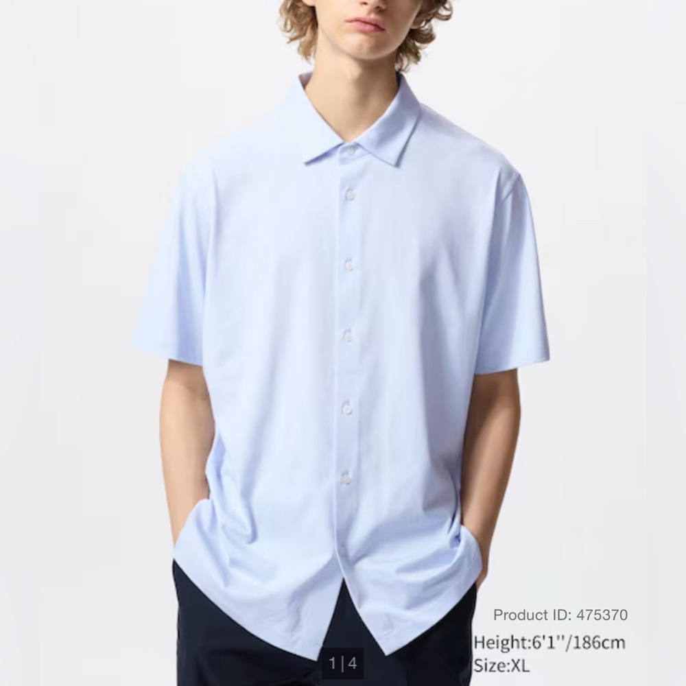 UNIQLO AIRism Button-Up Shirt | Size‎ XL | Baby Blue